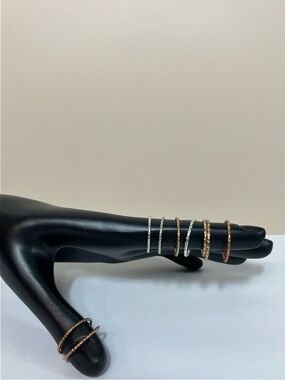 Set of 9 Gold Silver Copper Stackable Rings - Thin Light Weight Various sizes